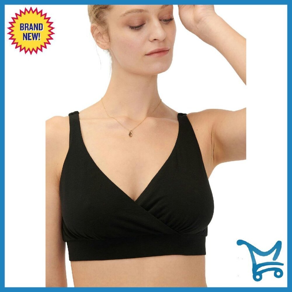 Wireless Maternity Nursing Bra, Soft Stretchy Cotton, Crossover Design